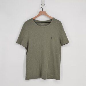 All Saints ESUM Crew Neck T-Shirt Green Mens L Short Sleeve Micro Rib Tee Shirt